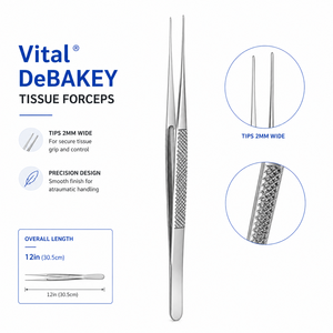 Puntas de Pinzas para Tejidos Vital DeBAKEY, 2 mm de Ancho, Longitud Total 12 pulgadas (30.5 cm), ZETOMEDPRO - Product Image 4