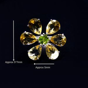 Anillo de Plata de Ley 925 con Circonita Amarilla Citrino, Joyería Plateada con Piedras Preciosas para Mujer - Product Image 2