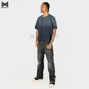 Camiseta Corta Vintage Azul Marino para Hombre, Corte Cuadrado, Estilo Urbano, Lavado Vintage, Algodón, Logotipo Personalizado, Marca MAANIFY - Product Image 2