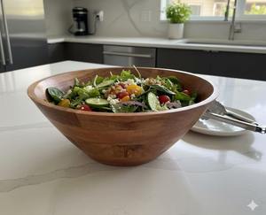 Bol en bois massif de haute qualité, design artisanal écologique, idéal pour les salades de fruits, les soupes et les collations - Product Image 3