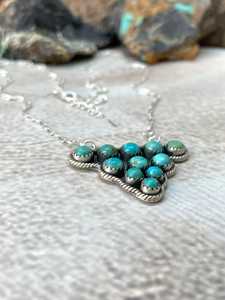 Handmade Kingman Turquoise <b>Necklace</b> Sterling Silver Southwestern Boho <b>Statement</b> Jewelry Artisan Gift for Her - Product Image 2