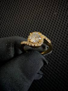 Anillo de compromiso de plata 925 con diamante cultivado en laboratorio, corte ovalado, halo pavé, chapado en oro, joyería de boda para mujer - Product Image 5