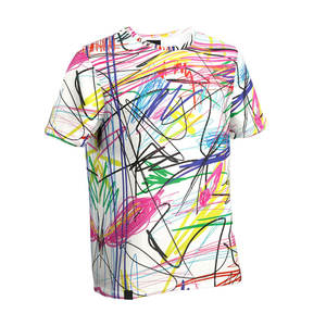 Men's Short Sleeve O-Neck T-Shirt With Hand-Painted <b>Abstract</b> Pattern Regular Fit Knitted Casual Style - Product Image 4