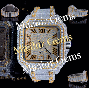 Hot Selling High-<b>End</b> VVS Mossanite Watch Hip-hop Stainless Steel Band Glass Personalized Ice Cover Square Case 10 <b>Bar</b> Water - Product Image 1