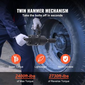Llave de Impacto Neumática de 1 Pulgada con 2 Empuñaduras, 2730 ft-lb de Torque de Salida Reversible, Ligera, Pistola de Aire de Alta Resistencia - Product Image 2