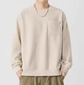 Suéter de Hombre, 100% Algodón, Color Sólido, Cuello Redondo, Bolsillos Delanteros, Transpirable, Secado Rápido, Invierno, Casual, Logotipo Personalizado, Alta Calidad - Product Image 2