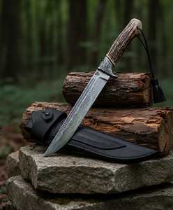 Cuchillo utilitario Drop Point con hoja de acero y mango de madera, cuchillo de supervivencia para exteriores, 0.5 mm de grosor, 6.7 pulgadas de longitud total - Product Image 5