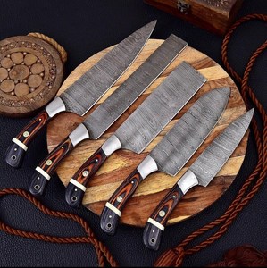 Custom Handmade <b>Knife</b> Set Durable Damascus Steel Blades With Wooden Handle High Quality <b>Kitchen</b> Tasks Chef <b>Knife</b> Set - Product Image 2