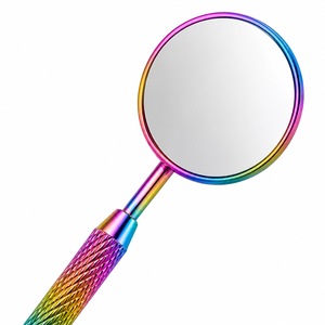 Handheld Round Metal <b>Mirror</b> 3X <b>Magnifying</b> Single Side Rainbow Finish <b>Makeup</b> Tool - Product Image 2