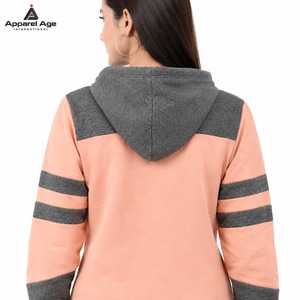 Sweat à capuche de luxe pour femme, coupe ample, style streetwear, en molleton de coton, avec impression sérigraphiée color block, bicolore, collection automne, en promotion - Product Image 6