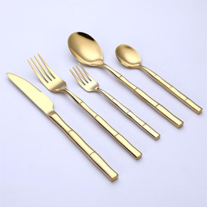 Deluxe Quality Eco-Friendly Matte Gold Stainless Steel Cutlery <b>Set</b> Modern Design <b>Flatware</b> <b>Set</b> for Home Hotel Party Use - Product Image 3