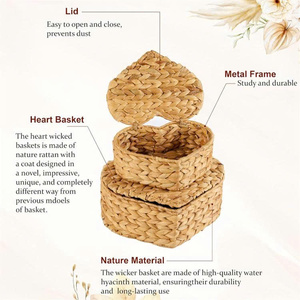 Heart Shaped Natural Wicker Basket Organizer Decorative <b>Boxes</b> Woven Wicker Storage Basket - Product Image 2
