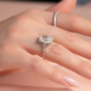 IGI/GIA Lab cultivé Vintage 14k or blanc mariage/fiançailles unisexe bague coupe diamant anniversaire fête cadeau avec diamant taille poire - Product Image 1