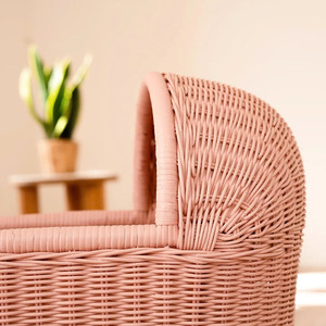 Beautiful Pink Rattan Baby <b>Doll</b> Stroller Natural Wicker Toy Cart Kids Pretend <b>Play</b> Furniture Decorative Nursery Room Home Decor - Product Image 3