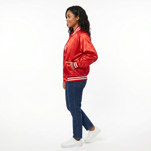 Custom Orange Satin Casual <b>Summer</b> Stand Windproof Breathable Varsity <b>Jacket</b> Wholesale 100% Polyester Unisex for Streetwear Brand - Product Image 6