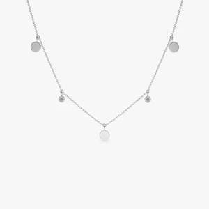 Collar de Oro de 14k con 2 Diamantes Naturales de Corte Brillante, Diseño Delicado con Disco de Oro, Joyería Fina de Lujo Unisex, Nueva Llegada 2026, Tendencia - Product Image 1