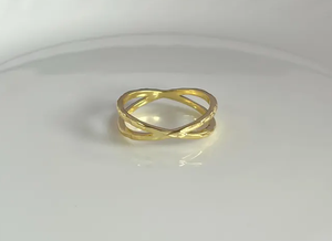 แหวนครอสโอเวอร์ เงินแท้ 925 ลายตอก สำหรับผู้หญิง - Product Image 4