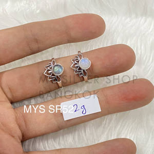 Bagues en argent sterling 925 avec pierres précieuses en pierre de lune arc-en-ciel et labradorite, prix de gros, bijoux en argent - Product Image 1