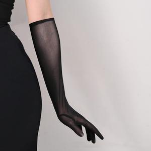 Guantes de malla elásticos extralargos de 55 cm para mujer, guantes de ópera transpirables con encaje para protección solar, accesorios para disfraces de Halloween - Product Image 3