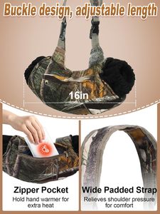 Manchette chauffante silencieuse pour la chasse, en polaire, coupe-vent, isolée, avec poche de rangement, sangle d'épaule arquée, fermeture éclair, en toile, fabriquée Imra - Product Image 2