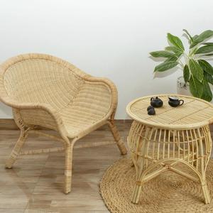 Rattan Garden Furniture Set <b>Outdoor</b> Bistro Chair and <b>Table</b> Tropical Style Weather Resistant Natural Rattan Patio Set - Product Image 2
