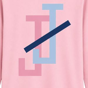 Pink JJ Logo Embroidered Long Sleeve <b>Shirt</b> Crew Neck Casual Lightweight Top with Ribbed Cuffs for Custom Apparel and Teamwear - Product Image 4