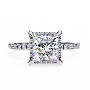 Princess Cut Lab Grown Diamond Engagement <b>Ring</b> for Women 10K <b>Gold</b> Plated Rhodium Finish Trendy Square Shape IGI Certified - Product Image 1