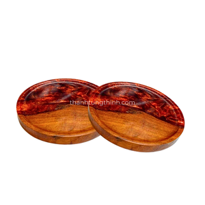 Wooden Mixed <b>Epoxy</b> <b>Resin</b> Coasters Natural Wood <b>Black</b> <b>Resin</b> Inlay Made In Vietnam Hand Wash Only - Product Image 2