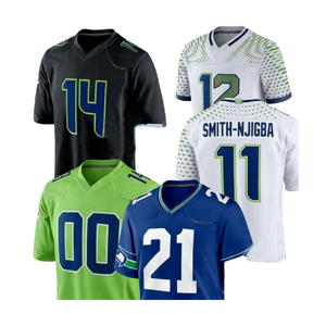 เสื้อเจอร์ซีย์อเมริกันฟุตบอลผู้ชายแบบใหม่ขายส่ง ไซส์ใหญ่ ปักลายปักชื่อทีมได้ตามสั่ง แขนสั้น ผ้า 100% - Product Image 2