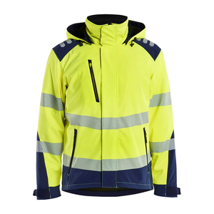Veste de sécurité réfléchissante haute visibilité, résistante à l'eau, à capuche, jaune-vert, vêtements de travail softshell, fournisseur de logo personnalisé - Product Image 1