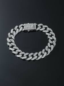 Bracelet de luxe pour homme en or blanc 18 carats, entièrement pavé de diamants cubains et de pierres de laboratoire, avec fermoir sécurisé, bracelet de poignet imposant - Product Image 4