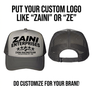 Casquette de camionneur ZAINI en coton sergé 280 GSM, 5 panneaux, noire, avec logo brodé personnalisé, fermeture snapback, imperméable, unisexe, toutes saisons - Product Image 4