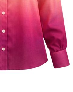 Chemise boutonnée à manches longues pour femme, dégradé rose clair à fuchsia, style décontracté pour le bureau, fabrication sur mesure, vêtements OEM personnalisés. - Product Image 6
