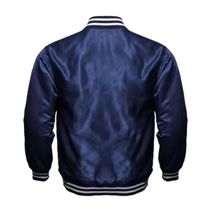 Men's <b>Red</b> Varsity Jacket Preppy Style Turn-down Collar Regular Fit Solid Color Button Closure Satin Lining - Product Image 4