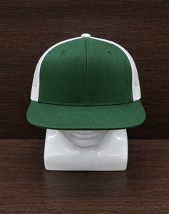 Casquette Trucker 6 Panneaux Vert Blanc Unie avec Logo Personnalisé, Dos en Maille et Fermeture Snapback en Tissu Courant pour Tenue Décontractée Extérieure - Product Image 1