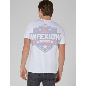 T-shirt blanc à manches courtes pour homme, col rond, 100% coton jersey, décontracté, couleur unie, design simple, tissu tricoté - Product Image 2