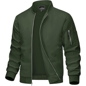 Blouson bomber noir pour homme, fermeture éclair, col montant, vêtement d'extérieur décontracté, coupe classique, matière polyester, pour l'automne - Product Image 6
