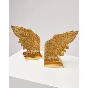 Premium Quality New Gold Plated Wing <b>Bookends</b> Glam Metal Sculptural Desk Decor 2Pcs <b>Bookend</b> - Product Image 1