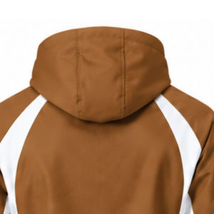 Veste à capuche zippée intégrale marron camel et blanc, coupe-vent sportif personnalisé, léger, pour entraînement athlétique, uniforme d'équipe, extérieur - Product Image 4