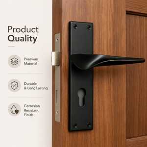 Poignée de porte à levier KELLTON noir mat, ensemble complet avec corps de serrure et cylindre, moderne, ambidextre, pour portes intérieures - Product Image 2