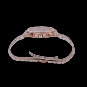 Reloj de Pulsera para Hombre, Diseño Hip Hop, con Caja Cuadrada Totalmente Cubierta de Piedras, Esfera Azul, Bisel de Dos Tonos, Mecánico, para Fiestas - Product Image 5