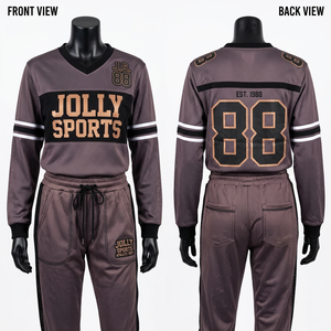 Women premium polyester <b>mesh</b> tracksuit GSM breathable brown black panel striped jersey pant <b>set</b> heat transfer logo Women's <b>Sets</b> - Product Image 1