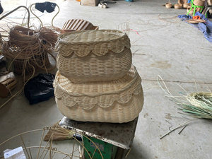 Handwoven Rattan <b>Storage</b> <b>Basket</b> with Lid Set Eco Friendly <b>Wicker</b> Organizer Box for Home Decor Wholesale OEM Manufacturer Export - Product Image 3