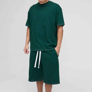 Men's Custom High Quality Cotton/Polyester Casual Plaid Hooded Jersey Shorts T-Shirt <b>Twin</b> <b>Set</b> Winter 2-Piece Quick Dry - Product Image 2
