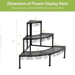 Scaffale Angolare a 3 Livelli in Metallo per Fiori e Piante, Espositore da Parete - Product Image 6