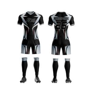 Ensemble de maillots de football personnalisés avec nom, numéro et logo, col en V, manches courtes, uniforme pour hommes, femmes et garçons - Product Image 3