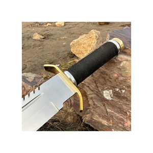 Hot Trending Stainless Steel Sawback Hunting Knife With <b>Black</b> <b>Cord</b> Wrapped Handle Outdoor Camping Survival Knife - Product Image 6