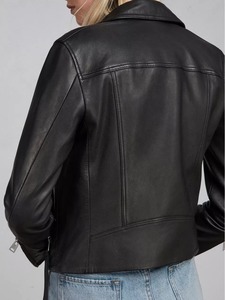 Women's Black <b>Retro</b> Leather <b>Jacket</b> Classic Vintage Biker <b>Motorcycle</b> Slim Fit <b>Jacket</b> - Product Image 2
