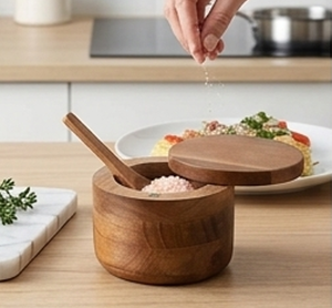 Ensemble de salières et poivrières de qualité supérieure avec plateau et cuillère, ensemble de sucrier en bois pur personnalisé, parfait pour la cuisine - Product Image 5