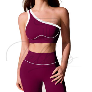 Women's Yoga Set 2-Piece Solid Front Logo High Waist Eco-Friendly Gym Wear Yoga Bra & Tight Trouser - Product Image 4